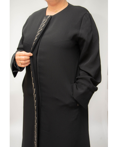 Abaya noir a strass