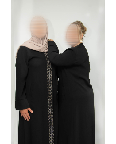 Abaya noir a strass